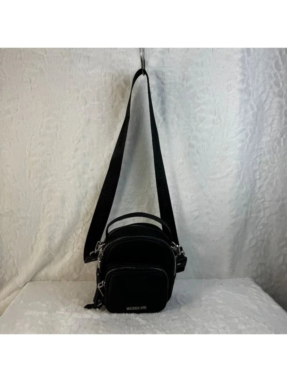Madden NYC Black Mini Crossbody Shoulder Bag  Adjustable Strap Faux Leather